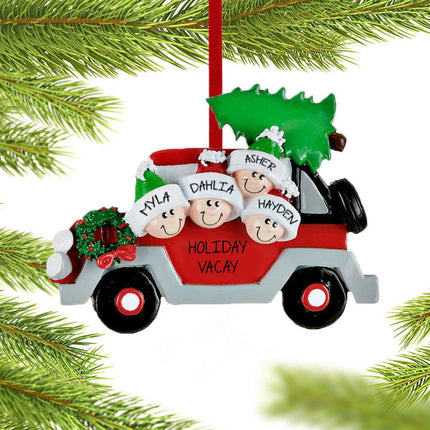 Car Family Personalized Ornament - 2, 3, 4, 5 Family Members - FAMILY - 4 Family Members created by RUDOLPH AND ME and designed by Ornament Shop