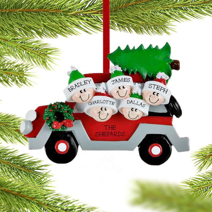 Car Family Personalized Ornament - 2, 3, 4, 5 Family Members - FAMILY - 5 Family Members created by RUDOLPH AND ME and designed by Ornament Shop