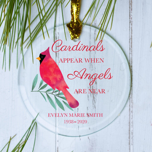 Cardinals Appear Memorial Personalized Glass Ornament - COLOR - Red created by ORNAMENT SHOP