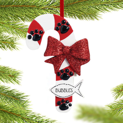 Cat Candy Cane with Fish Ornament created by RUDOLPH AND ME and designed by Ornament Shop