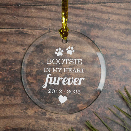 Cat Furever Personalized Glass Round Ornament created by ORNAMENT SHOP