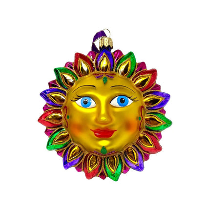 Celestial Sun Hand-Painted Glass Ornament