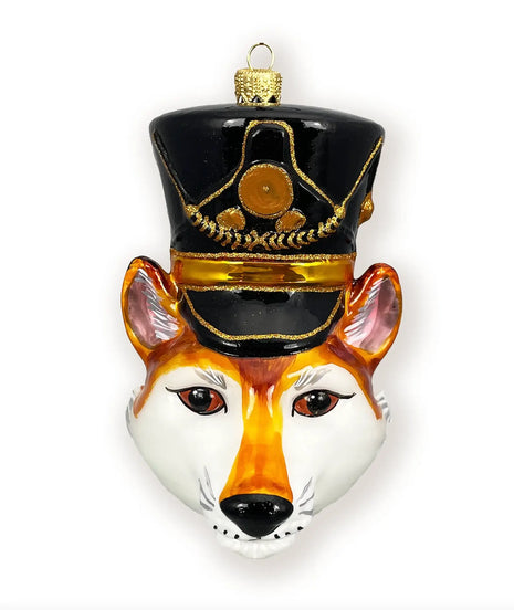 Fox Nutcracker Head Polish Glass Christmas Ornament designed by Kenzies of London and by Personalized Ornamentshop