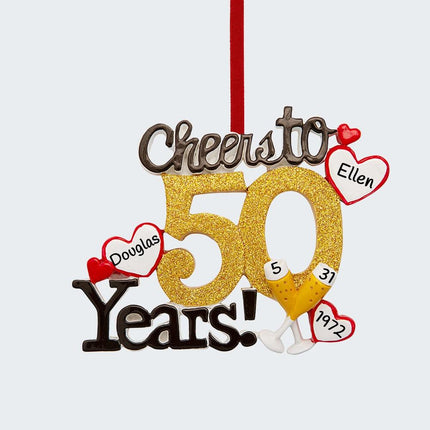 Cheers to 50 Year Anniversary With Hearts Personalized Ornament created by ORNAMENT SHOP