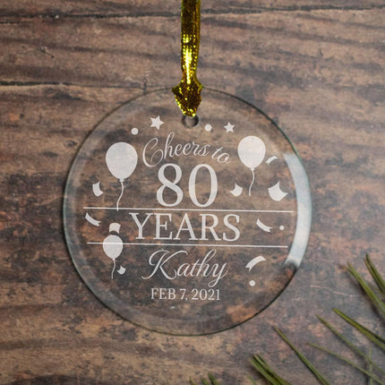 Cheers to Years Personalized Glass Ornament - YEARS - 80 Year Anniversary created by ORNAMENT SHOP
