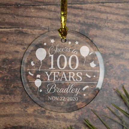 Cheers to Years Personalized Glass Ornament - YEARS - 100 Year Anniversary created by ORNAMENT SHOP