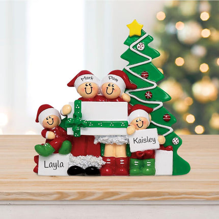 Christmas Morning Personalized Ornament - 4, 5, 6 Family Members - FAMILY - 4 Family Members created by RUDOLPH AND ME and designed by Ornament Shop