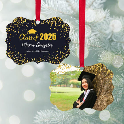 "Class of 2025" Personalized Graduation With Sparkles Photo Ornament