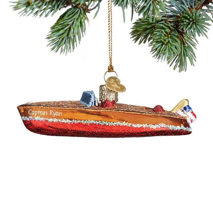 Classic Wooden Boat Ornament created by OLD WORLD CHRISTMAS and designed by Ornament Shop