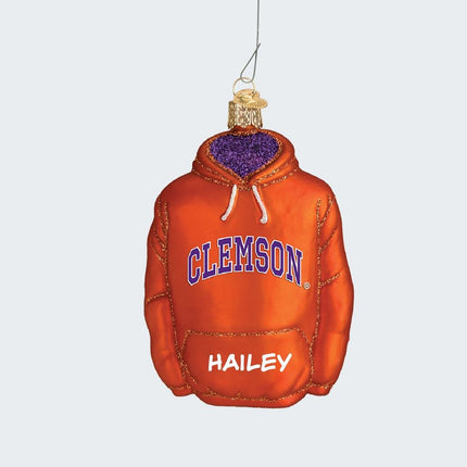 Clemson University Hoodie Sweatshirt Ornament created by OLD WORLD CHRISTMAS and designed by Ornament Shop