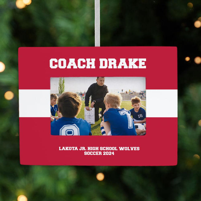 Coach Personalized Photo Frame Ornament - COLOR - Blue created by ORNAMENT SHOP