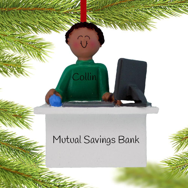 Computer With Desk & Screen Personalized Ornament - GENDER & HAIR COLOR - Male / Male created by ORNAMENT SHOP