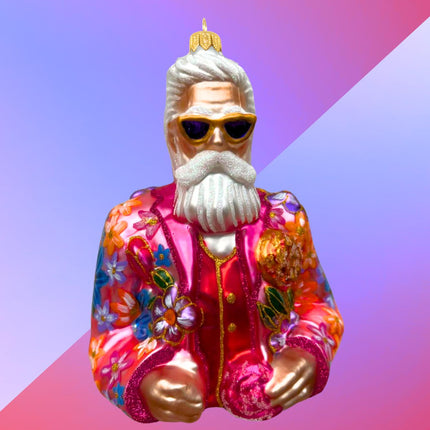 Cool Santa Hand-Painted Glass Ornament