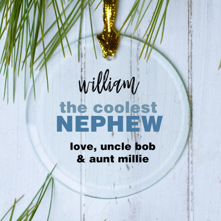 Coolest Godson Ever Personalized Glass Round Ornament - DESIGN - Plain created by ORNAMENT SHOP