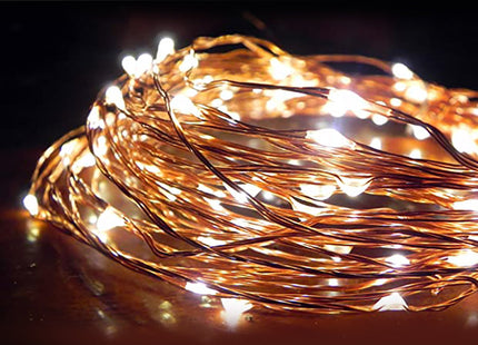 100 LED Natural Copper Fairy Plug in Lights - Warm White