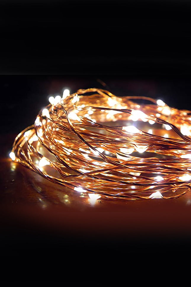 100 LED Natural Copper Fairy Plug in Lights - Warm White