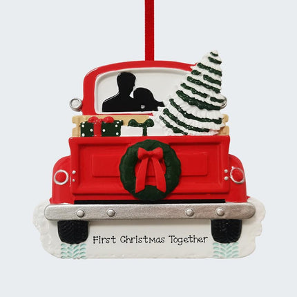 Couple In Vintage Red Truck Ornament created by ORNAMENT SHOP