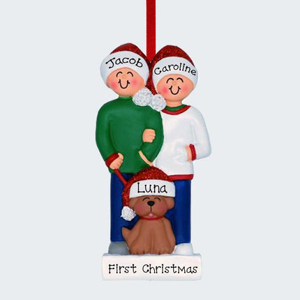 Couple With Brown Dog Ornament created by ORNAMENT SHOP