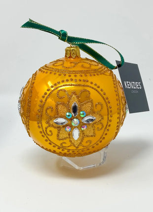 Gold Medici Holiday Polish Glass Christmas Ornament designed by Kenzies of London and by Personalized Ornamentshop