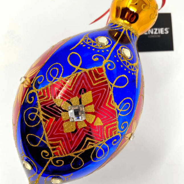 Colonial Blue Holiday Polish Glass Christmas Ornament designed by Kenzies of London and by Personalized Ornamentshop