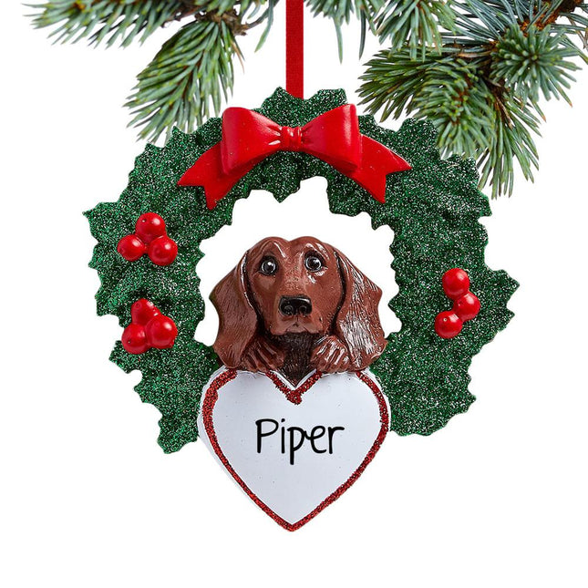 Dachshund Dog with Wreath Ornament created by RUDOLPH AND ME and designed by Ornament Shop