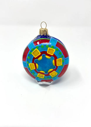 Retro Yo-Yo Holiday Polish Glass Christmas Ornament designed by Kenzies of London and by Personalized Ornamentshop