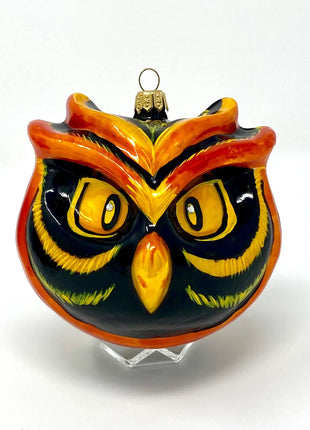 Halloween Owl Holiday Polish Glass Christmas Ornament designed by Kenzies of London and by Personalized Ornamentshop