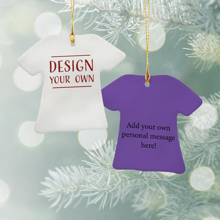 Design & Personalized Your Own Ceramic T-Shirt Ornament - COLOR - Purple created by ORNAMENT SHOP