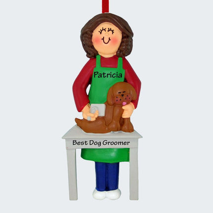 Dog Groomer Personalized Ornament - HAIR COLOR - Brunette created by ORNAMENT SHOP