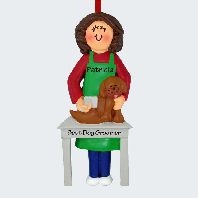 Dog Groomer Personalized Ornament - HAIR COLOR - Brunette created by ORNAMENT SHOP