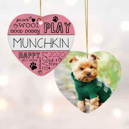Dog Personalize Ceramic Heart Ornament - DESIGN - Pink created by ORNAMENT SHOP