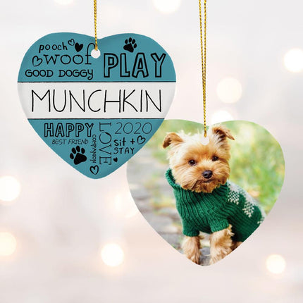 Dog Personalize Ceramic Heart Ornament - DESIGN - Blue created by ORNAMENT SHOP