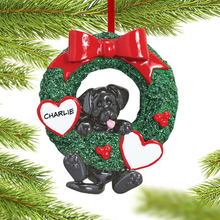 Dog Wreath - Black Lab Ornament - DOG - Black Lab created by RUDOLPH AND ME and designed by Ornament Shop