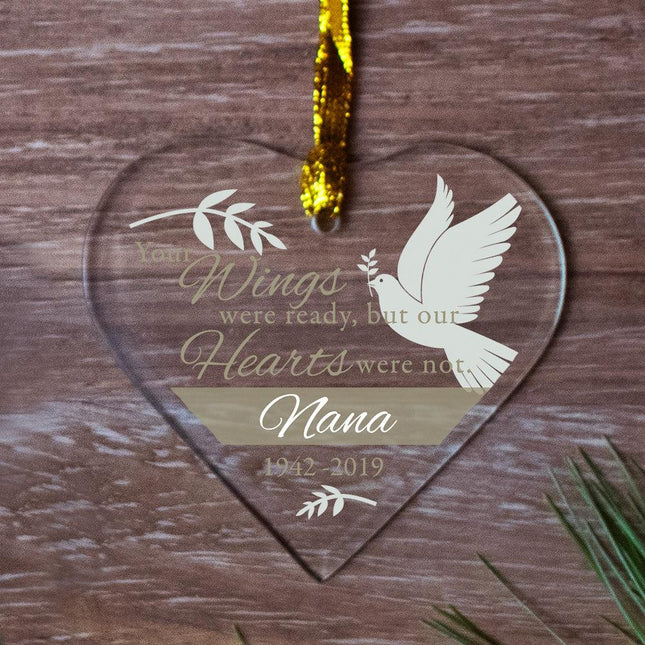 Dove Wings Personalized Glass Heart Ornament - DESIGN - White Dove with Gold created by ORNAMENT SHOP