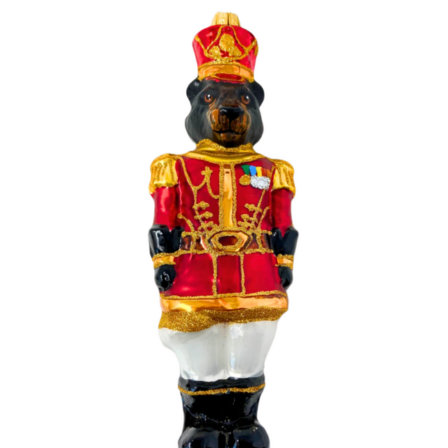 Bear Nutcracker Glass Ornament