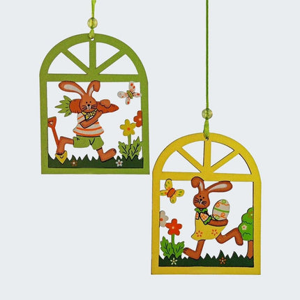 Easter Rabbit Windows - Set of 2 Christmas Ornaments created by ORNAMENT SHOP