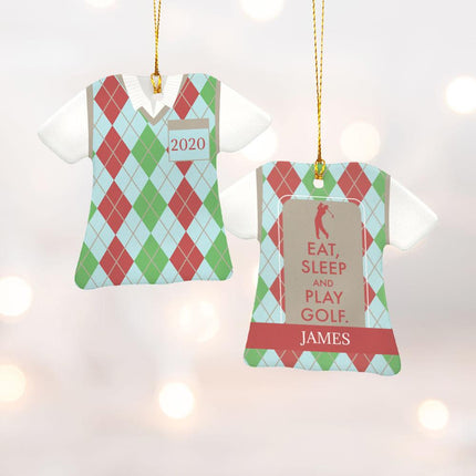 Eat Sleep Play Golf Plaid Ceramic Ornament - DESIGN - Plaid with White Shirt created by ORNAMENT SHOP