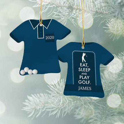 Eat Sleep Play Golf Polo Ceramic Ornament - DESIGN - Blue Golf Shirt created by ORNAMENT SHOP