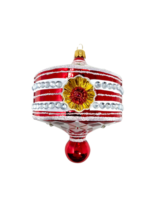 Red Harlequin Reflector Polish Glass Christmas Ornament (Co designed by Kenzies of London and by Personalized Ornamentshop