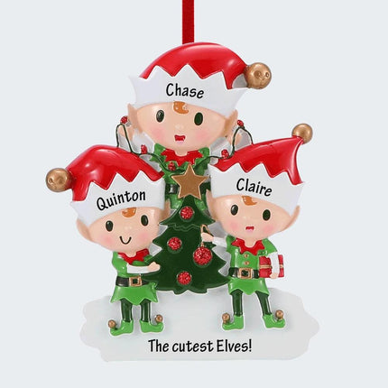 Elves Family Personalized Ornament - 3, 4, 5 Family Members - FAMILY - 3 Family Members created by ORNAMENT SHOP