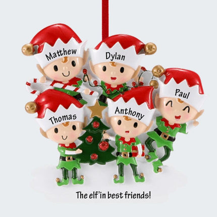 Elves Family Personalized Ornament - 3, 4, 5 Family Members - FAMILY - 5 Family Members created by ORNAMENT SHOP