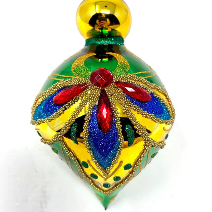 Emerald Glow Hand-Painted Glass Ornament