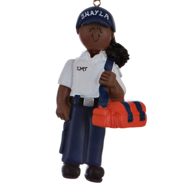 EMT Personalized Christmas Ornament - GENDER & HAIR COLOR - Male / Black created by ORNAMENT SHOP