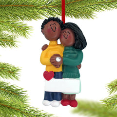 Engagement Couple Hugging Each Other Personalized Ornament - GENDER & HAIR COLOR - Male Ethinic/ Femaie Ethnic created by ORNAMENT SHOP