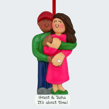 Engagement Couple Personalized Ornament - GENDER & HAIR COLOR - Male Brown/Female Brunette created by ORNAMENT SHOP