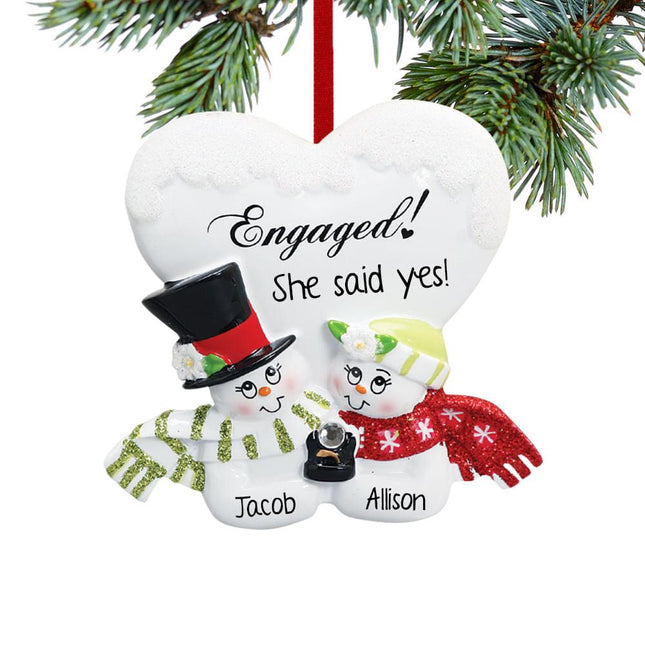 Engagement Snowman Couple Ornament created by RUDOLPH AND ME and designed by Ornament Shop