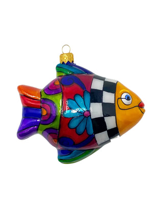 Talavera Fish Holiday Polish Glass Christmas Ornament designed by Kenzies of London and by Personalized Ornamentshop