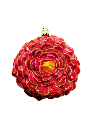 Magenta Peony Holiday Polish Glass Christmas Ornament designed by Kenzies of London and by Personalized Ornamentshop