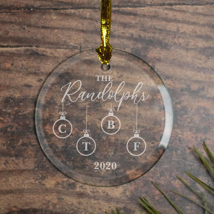 Family Initials Personalized Glass Ornament - DESIGN - 4 Initals created by ORNAMENT SHOP