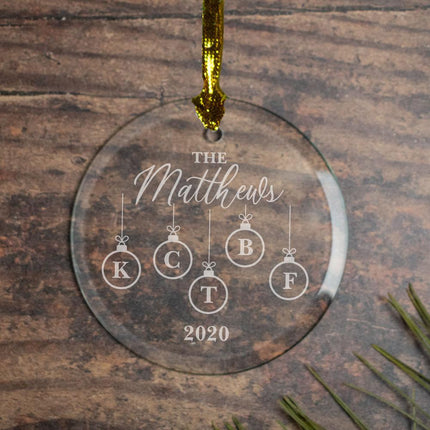 Family Initials Personalized Glass Ornament - DESIGN - 5 Initals created by ORNAMENT SHOP